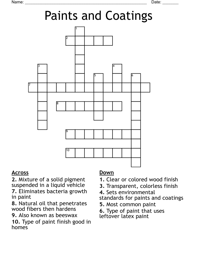 Paints and Coatings Crossword