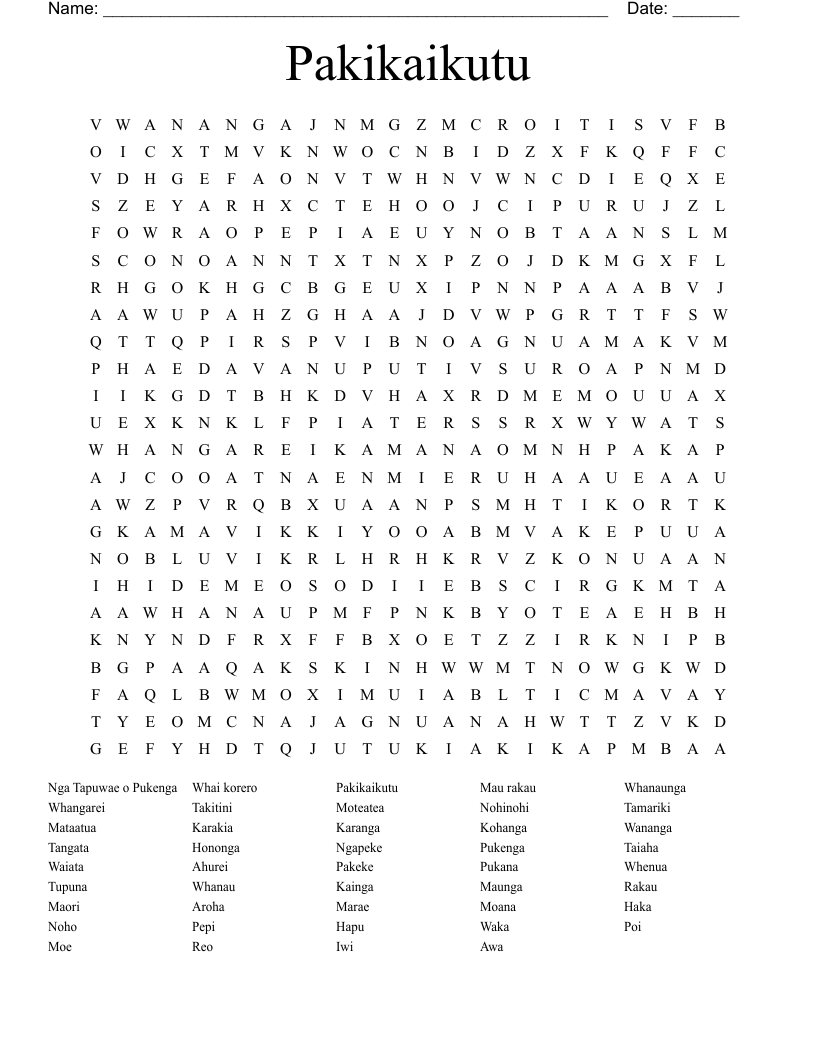 Pakikaikutu Word Search