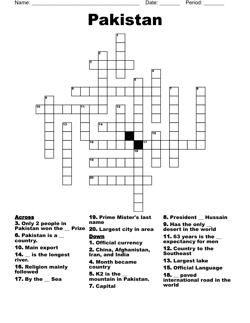 Pakistan Crossword