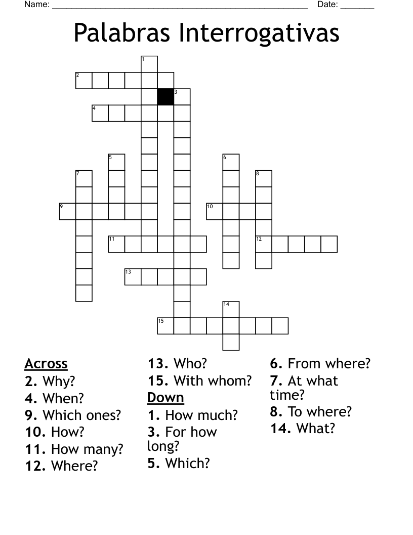 Palabras Interrogativas  Crossword