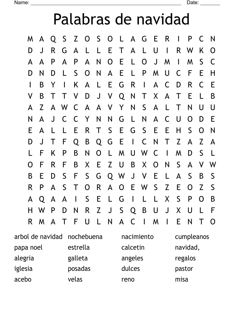 Palabras de navidad Word Search