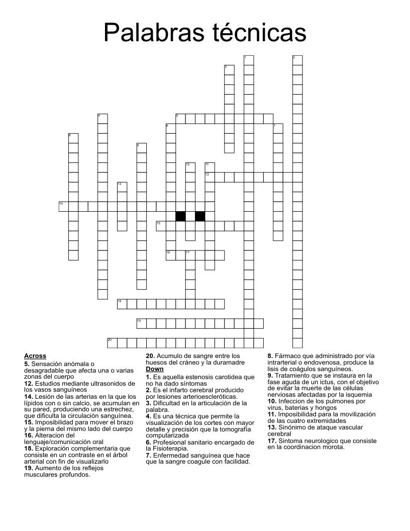 Palabras técnicas Crossword
