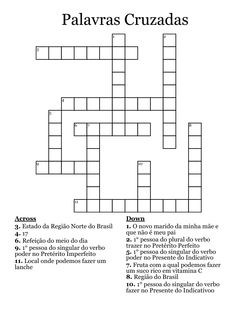 Palavras Cruzadas Crossword