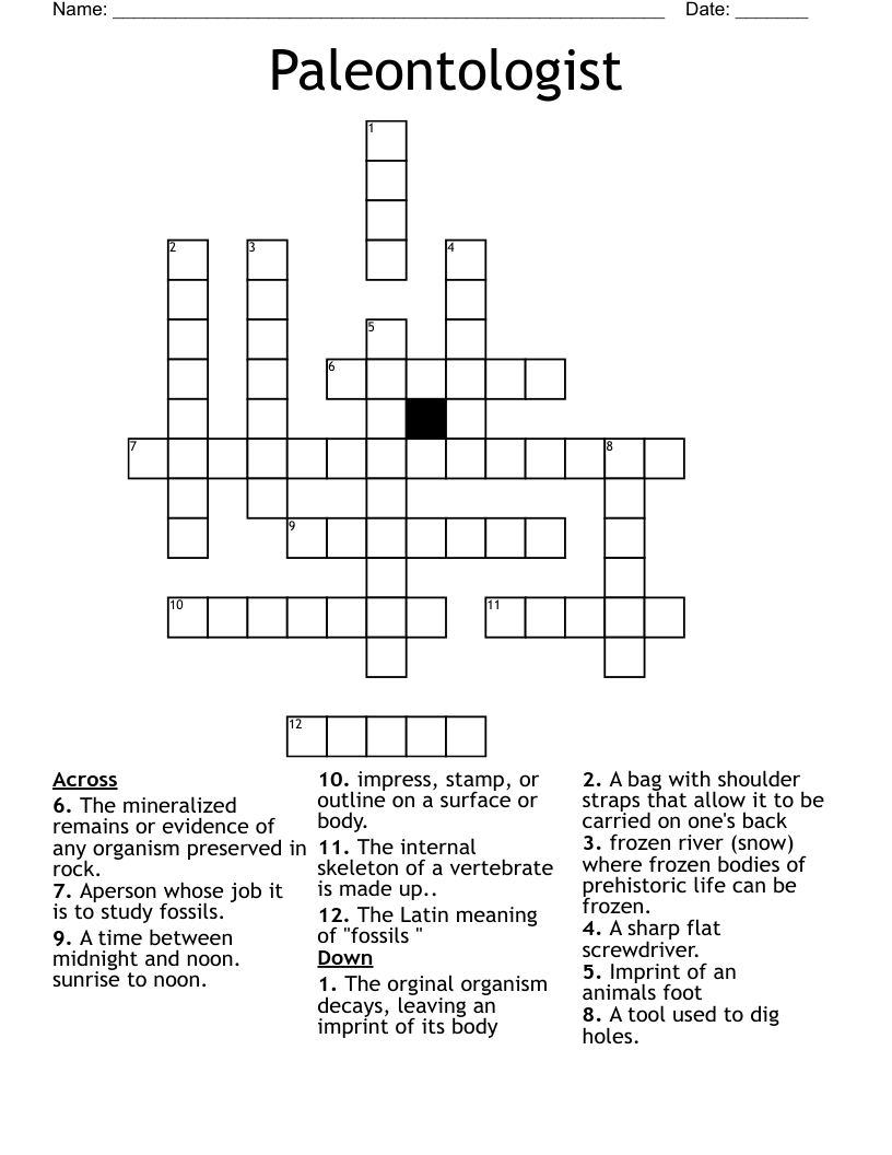 Paleontologist Crossword