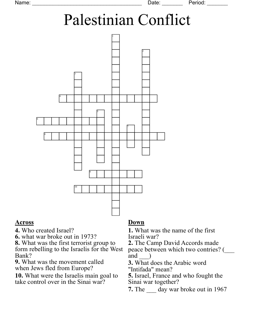 Palestinian Conflict Crossword