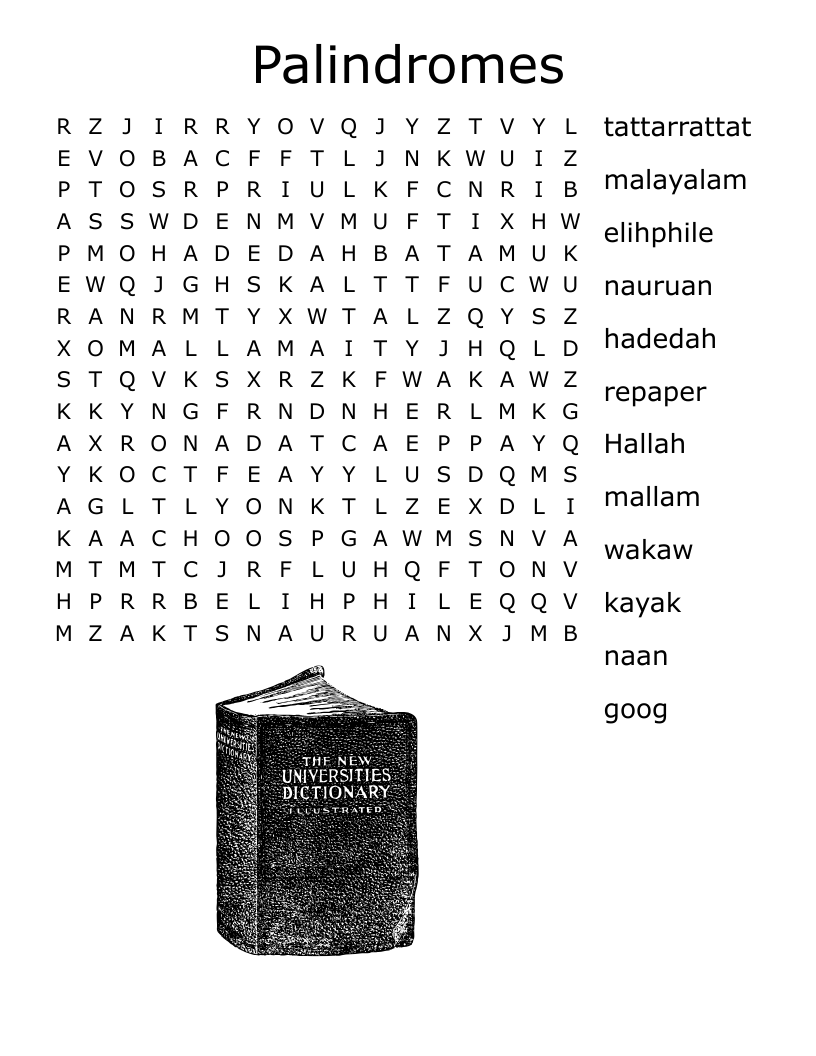 Palindromes Word Search