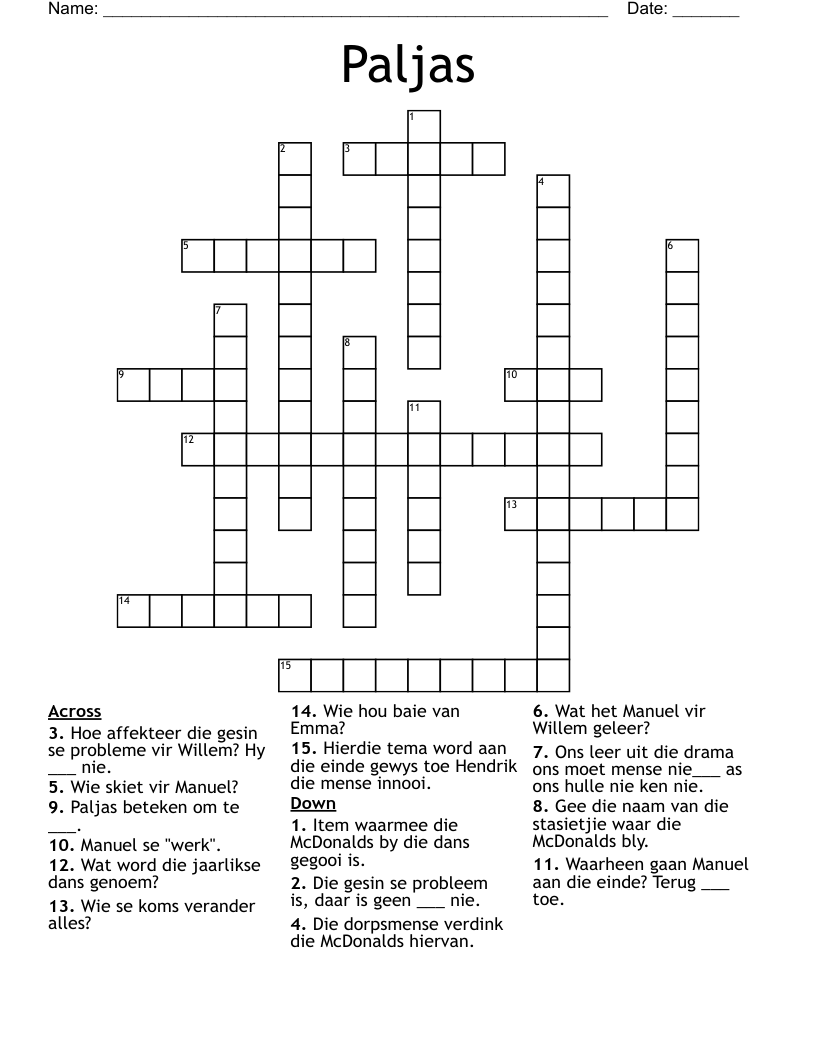 Paljas Crossword