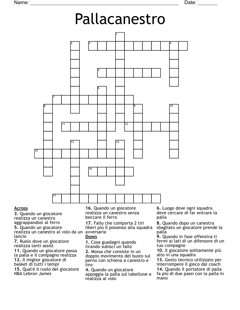 Pallacanestro Crossword