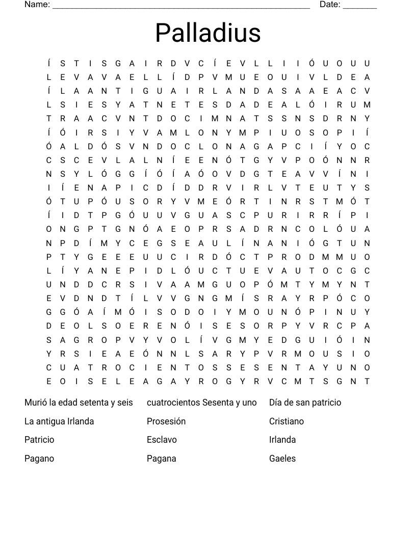 Palladius  Word Search