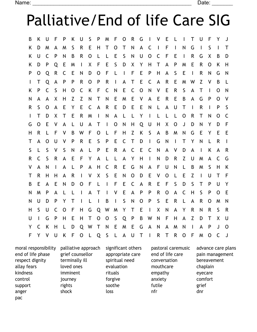 Palliative/End of life Care SIG Word Search