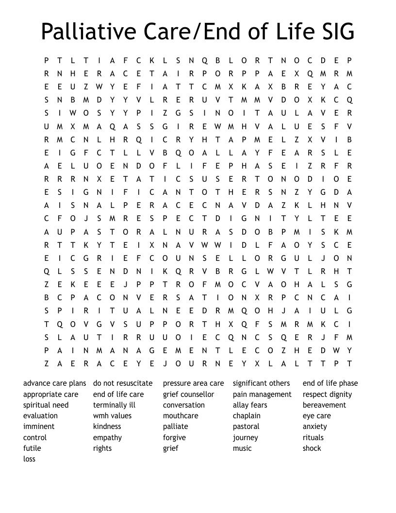 Palliative Care/End of Life SIG Word Search
