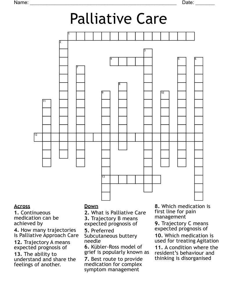 Palliative Care Crossword