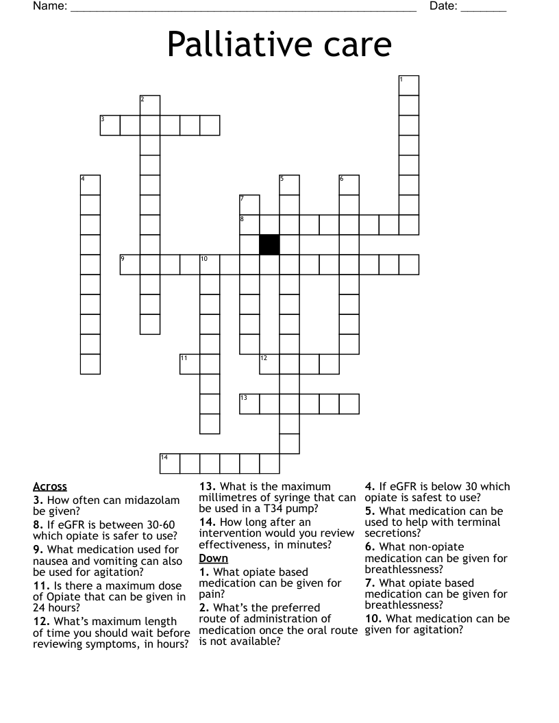 Palliative care Crossword