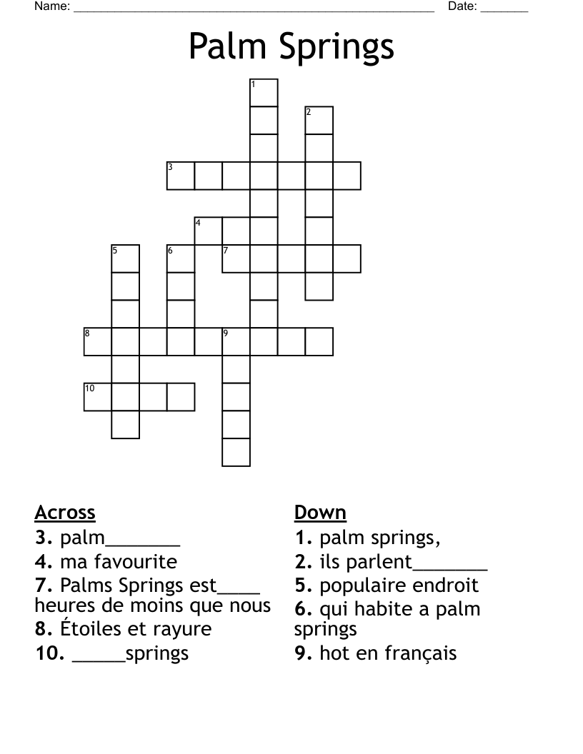 Palm Springs Crossword