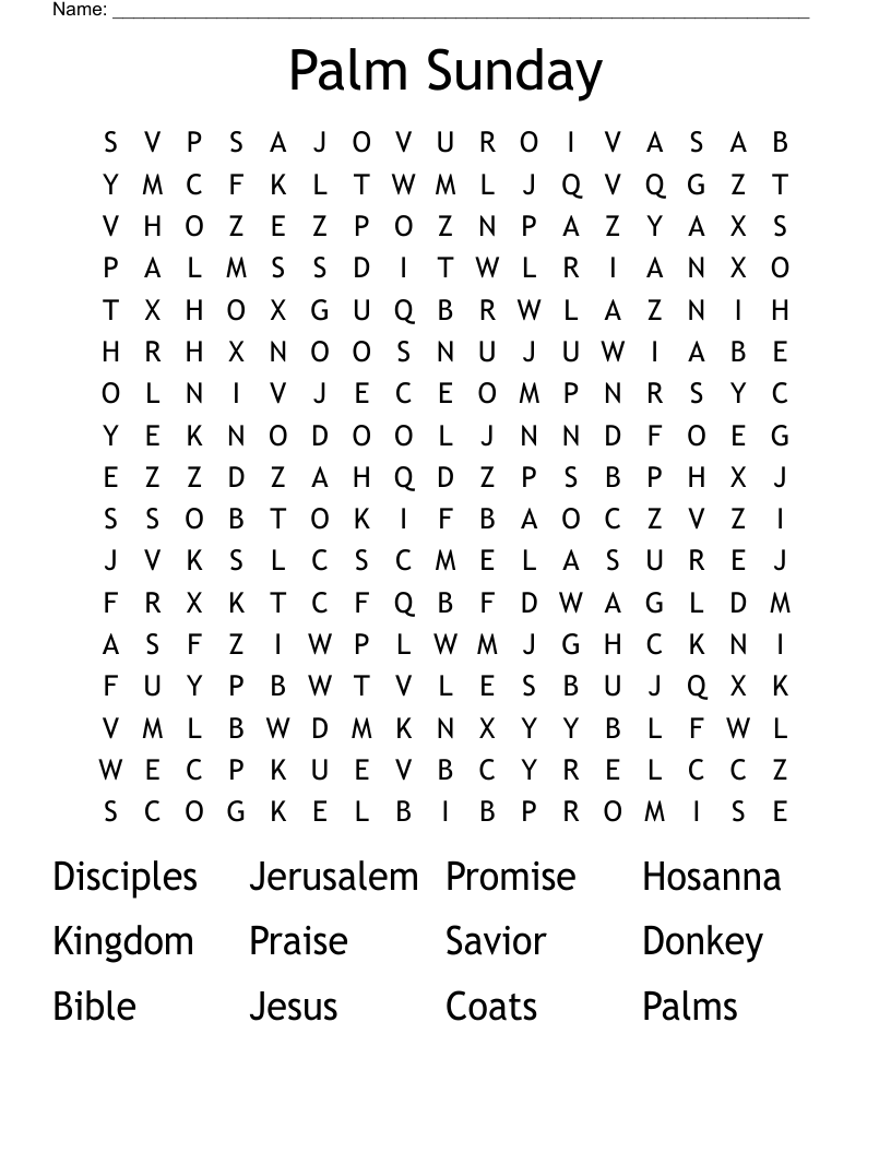 Palm Sunday Word Search