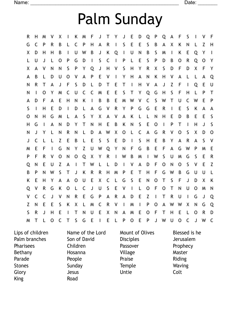 Palm Sunday Word Search