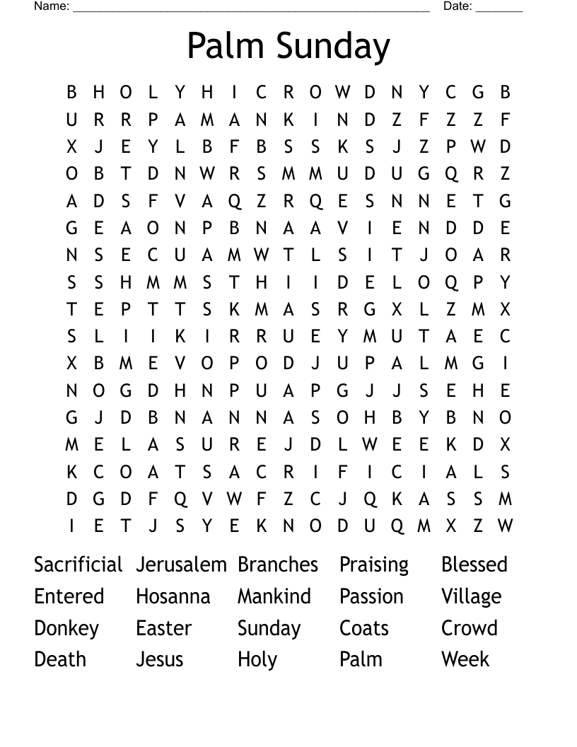 Palm Sunday Word Search