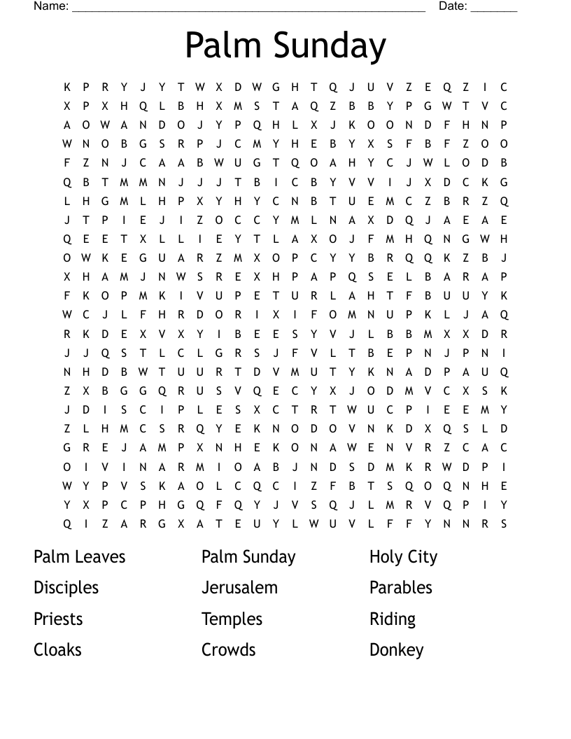 Palm Sunday Word Search