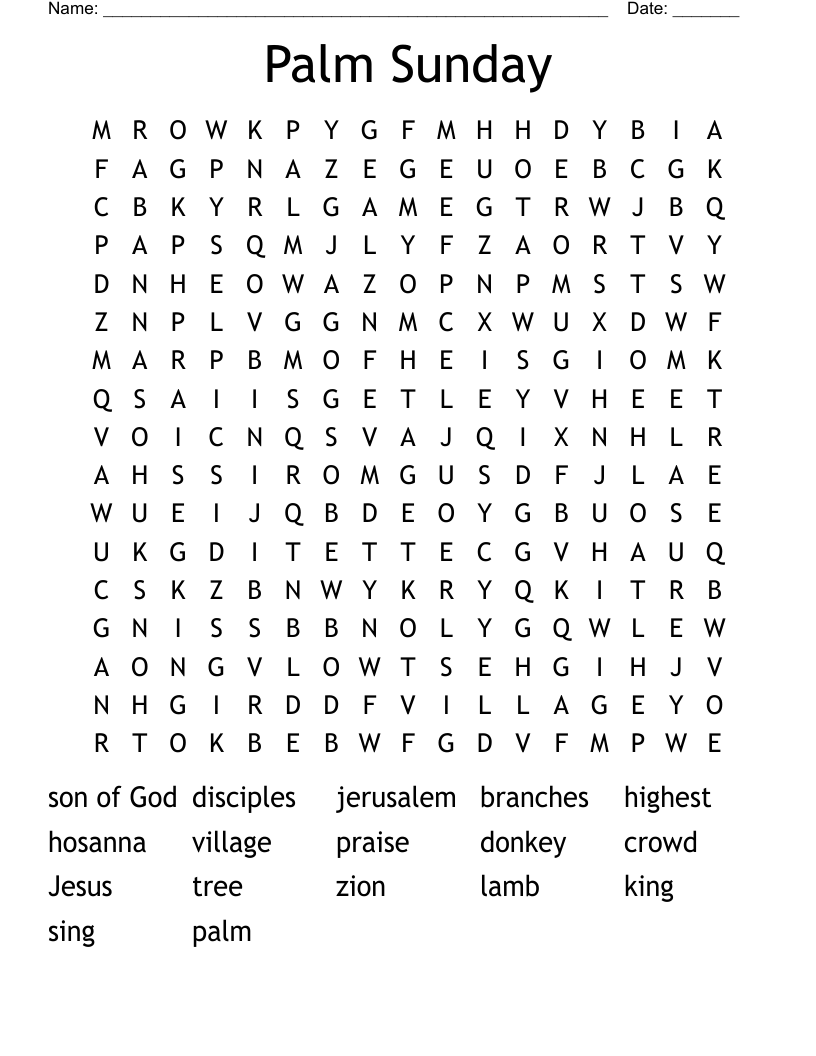 Palm Sunday Word Search