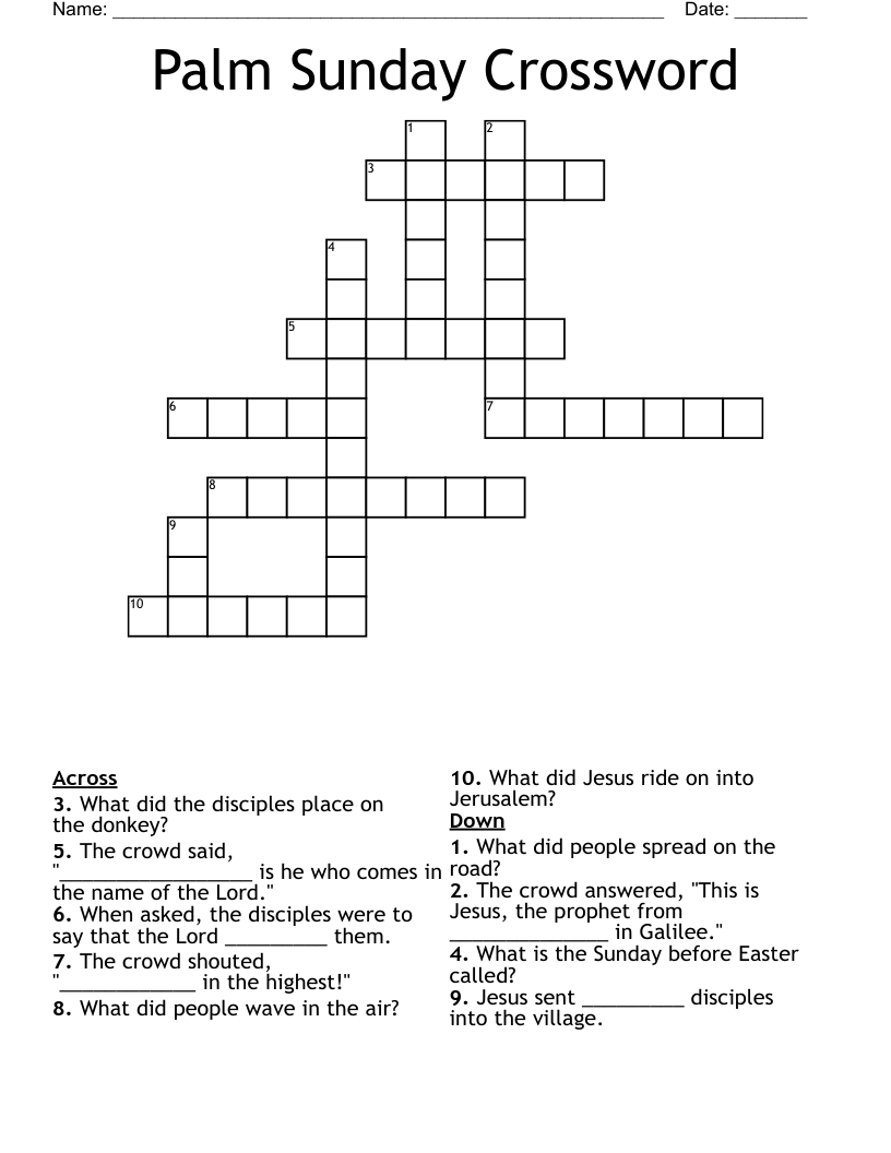 Palm Sunday Crossword