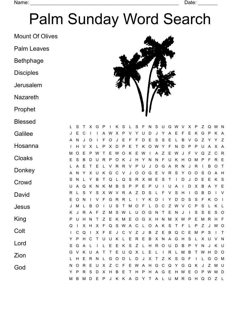 Palm Sunday Word Search