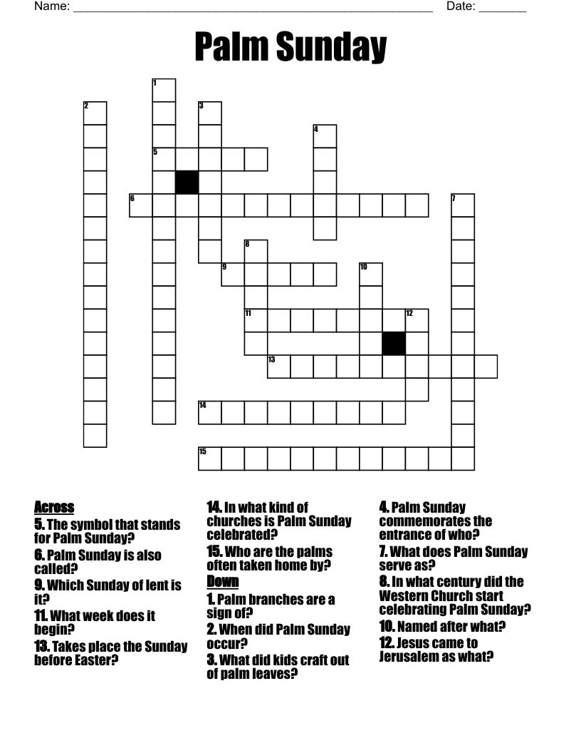 Palm Sunday  Crossword