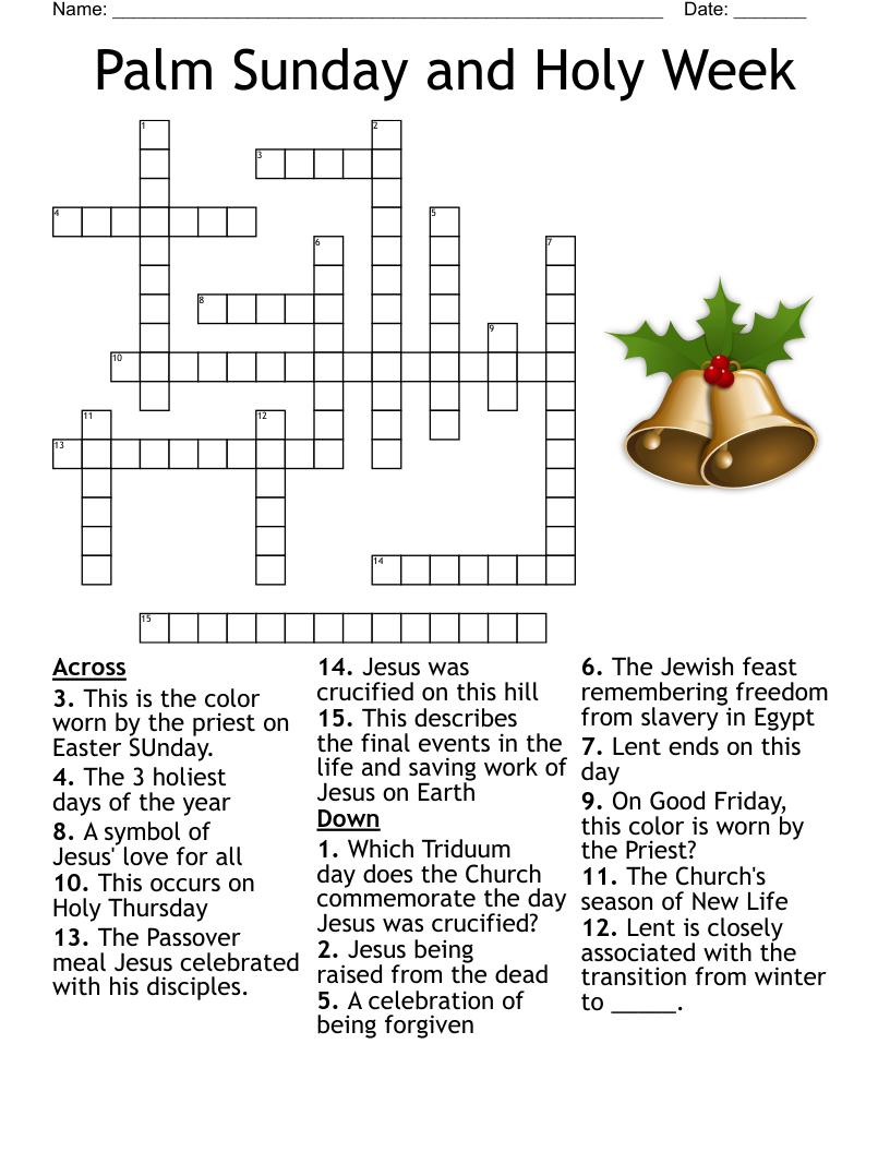 Palm Sunday and Holy Week Crossword