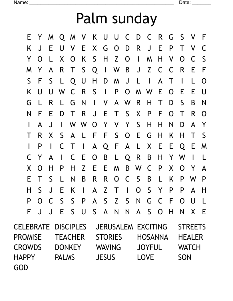 Palm sunday Word Search