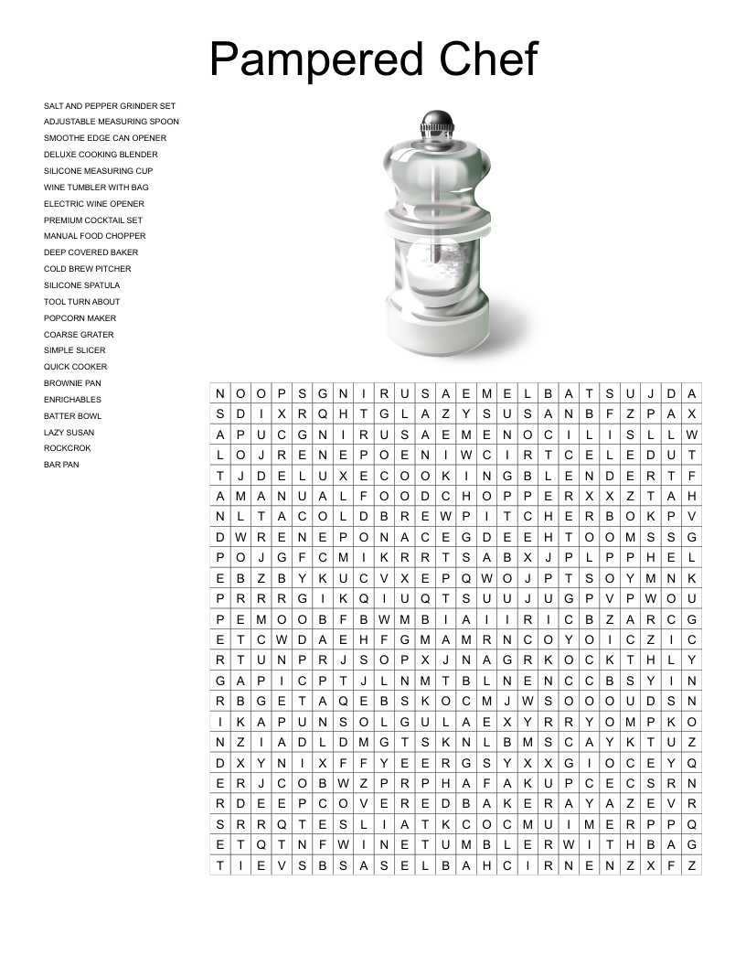 Pampered Chef Word Search