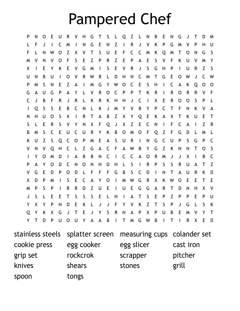 Pampered Chef  Word Search