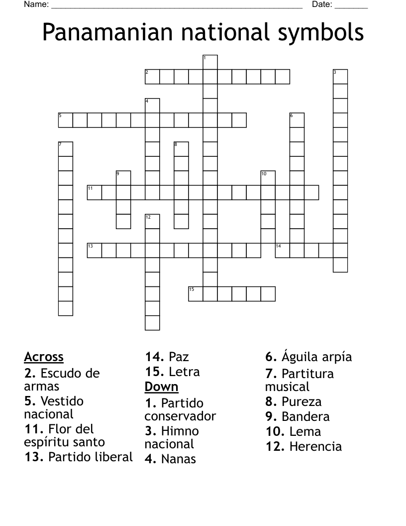 Panamanian national symbols Crossword