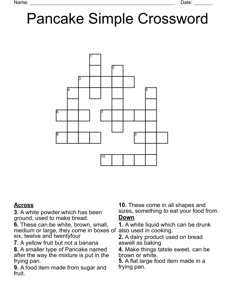 Pancake Simple Crossword