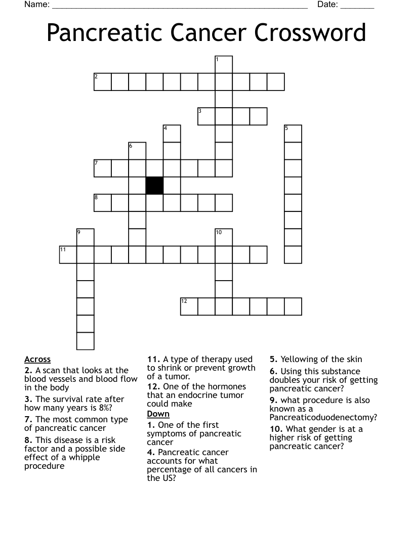 Pancreatic Cancer Crossword 
