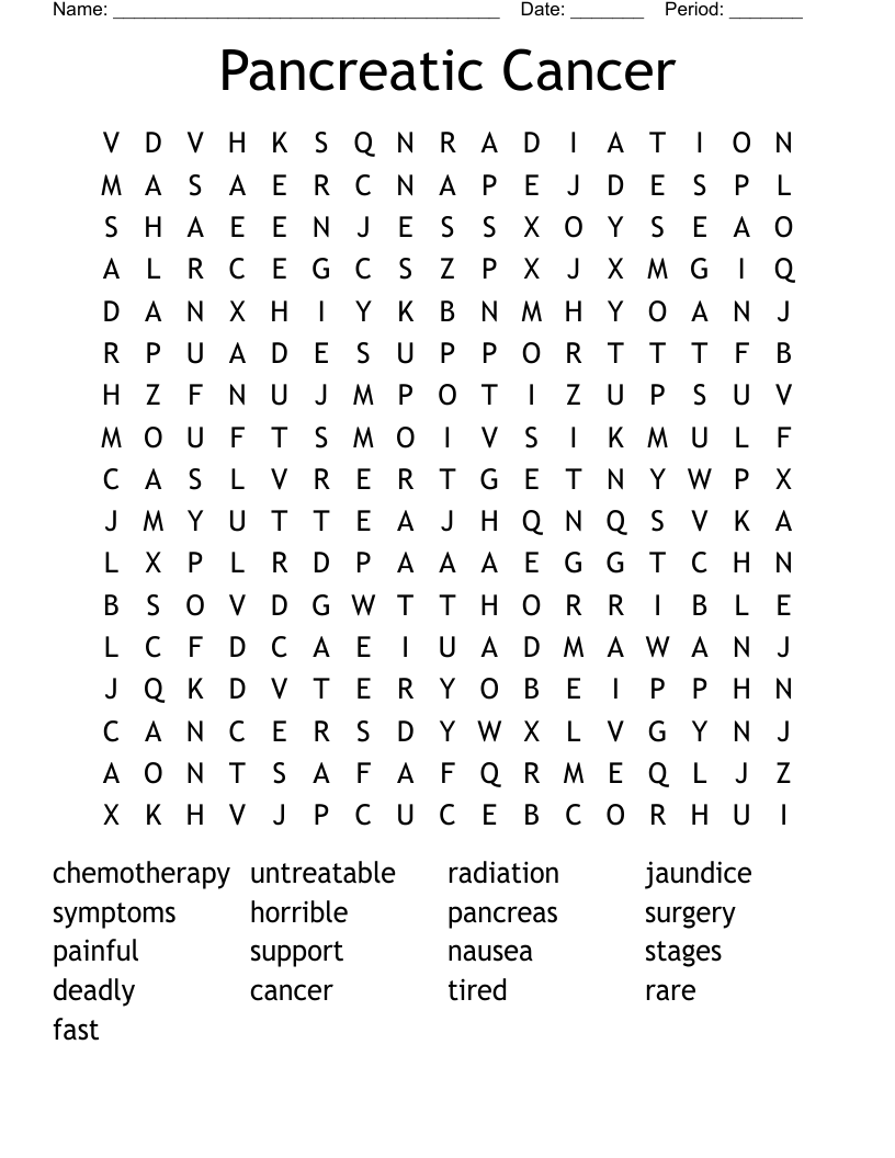 Pancreatic Cancer  Word Search