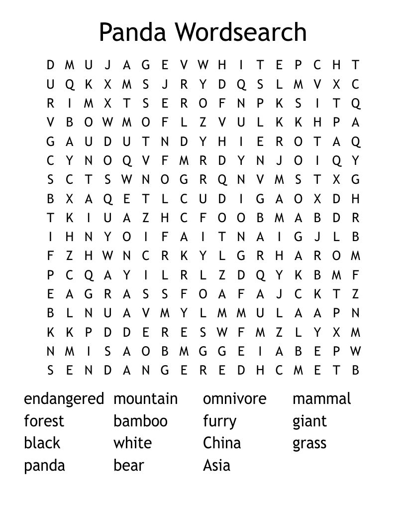 Panda Wordsearch