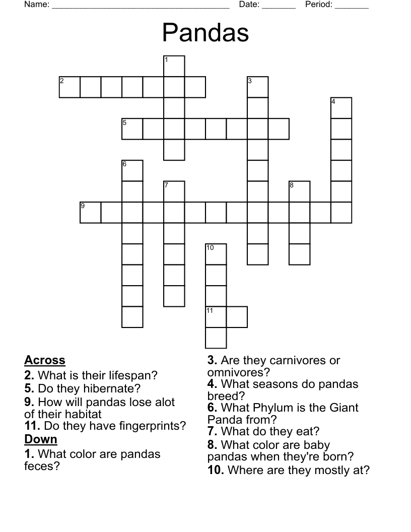 Pandas Crossword