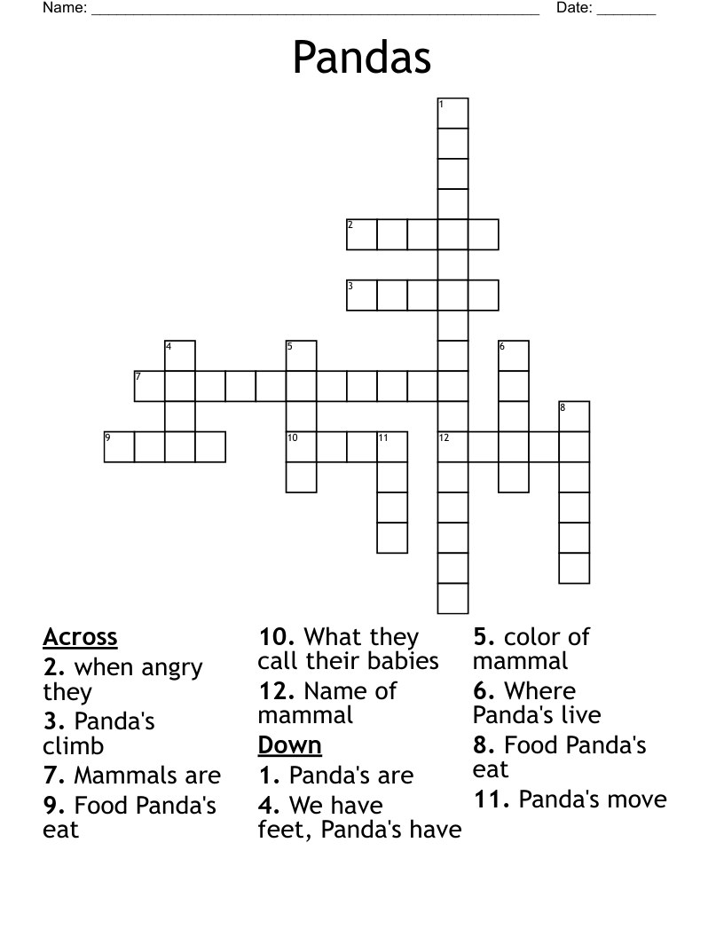 Pandas Crossword