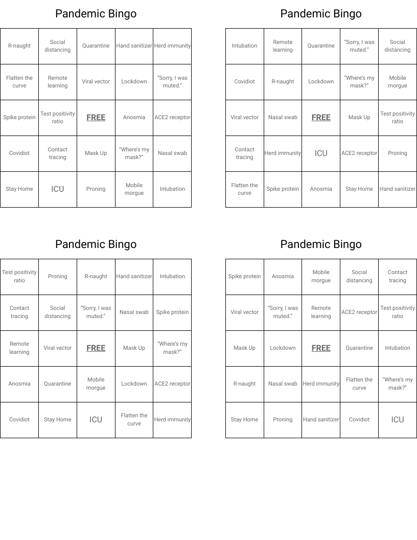 Pandemic Bingo