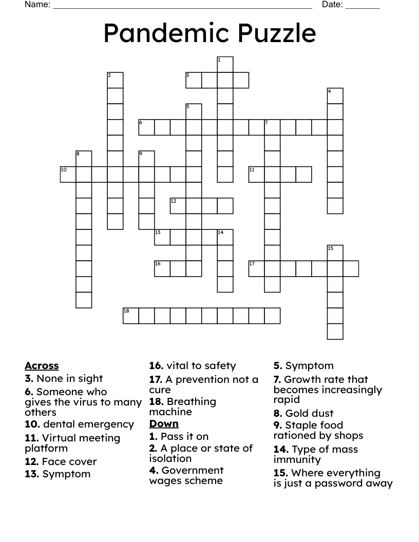 Pandemic Puzzle Crossword