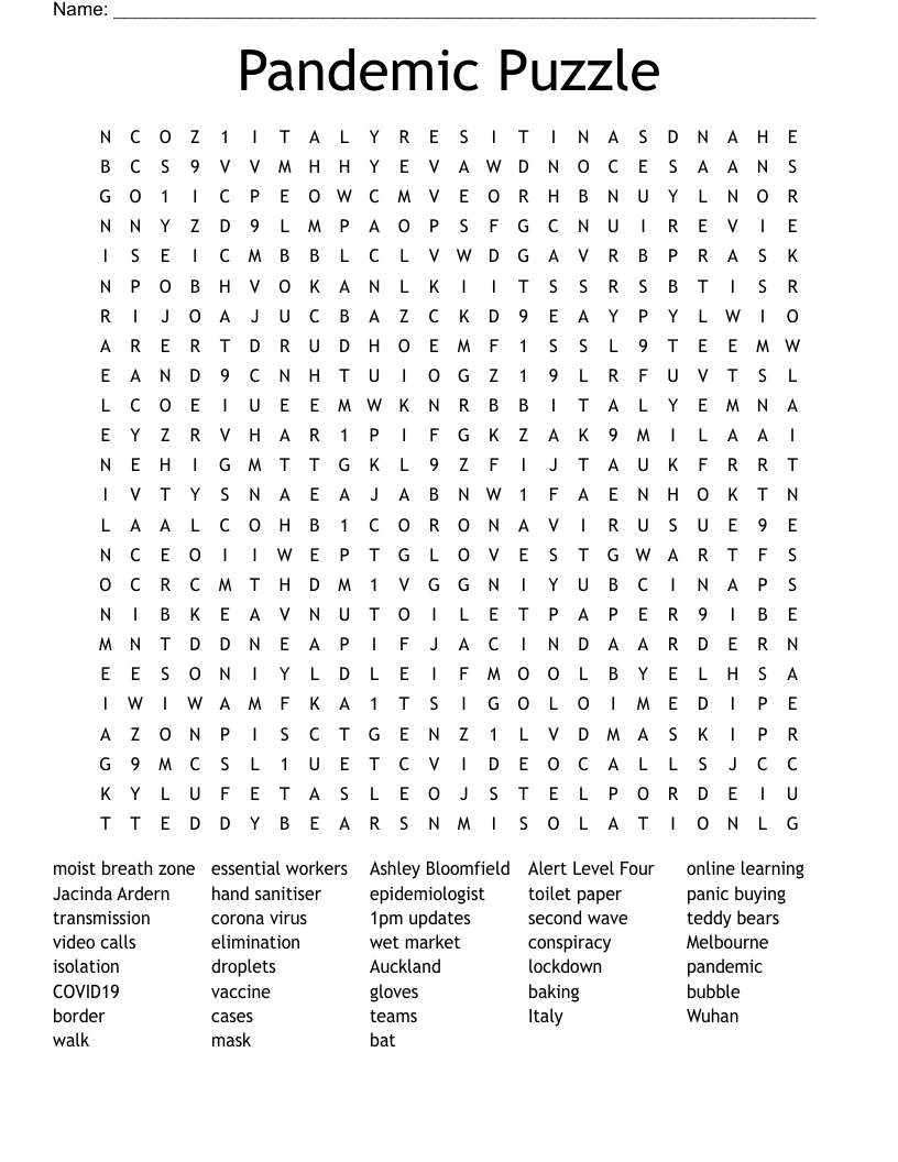 Pandemic Puzzle Word Search