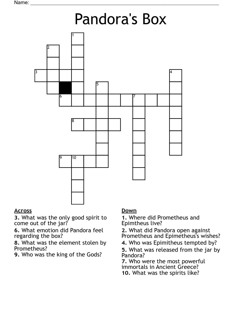 Pandora's Box Crossword
