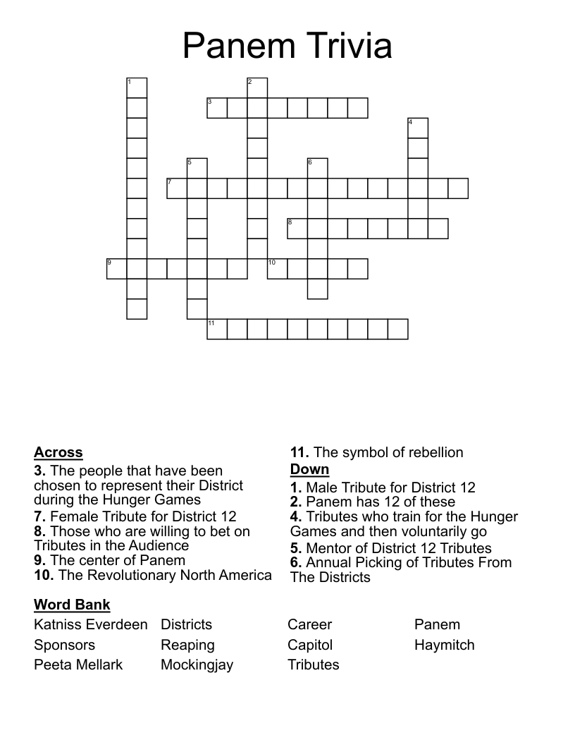 Panem Trivia Crossword