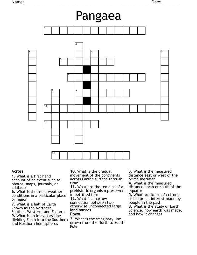 Pangaea Crossword