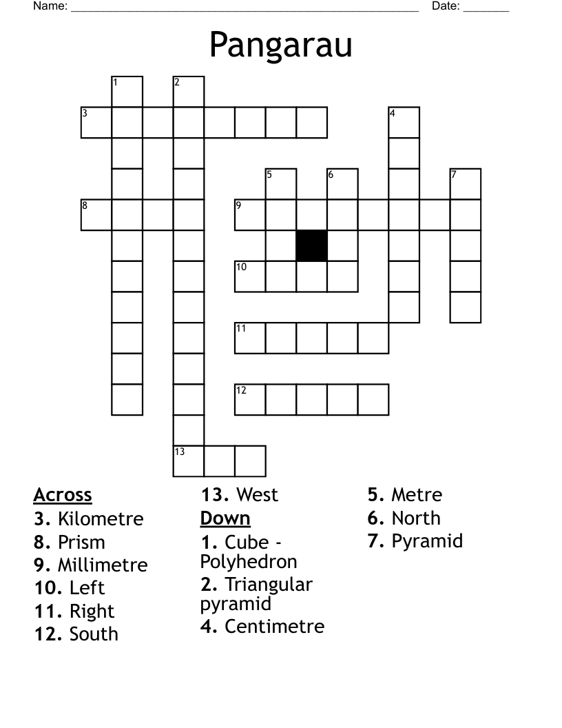 Pangarau Crossword