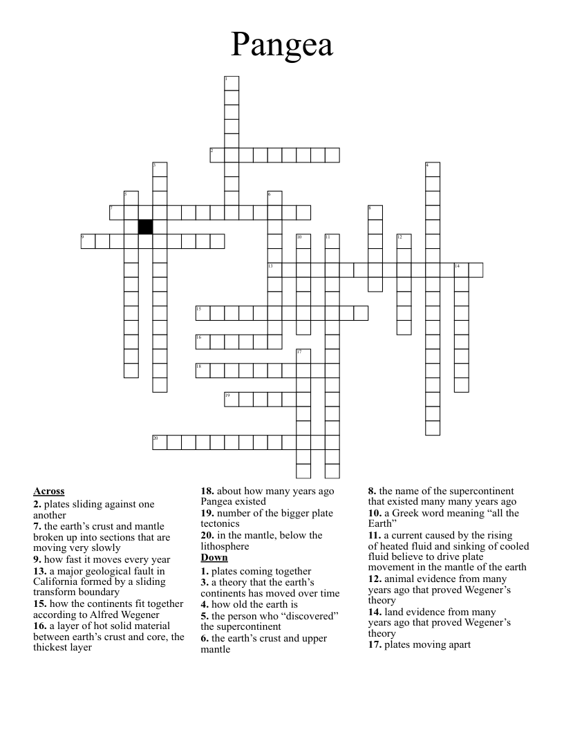 Pangea Crossword