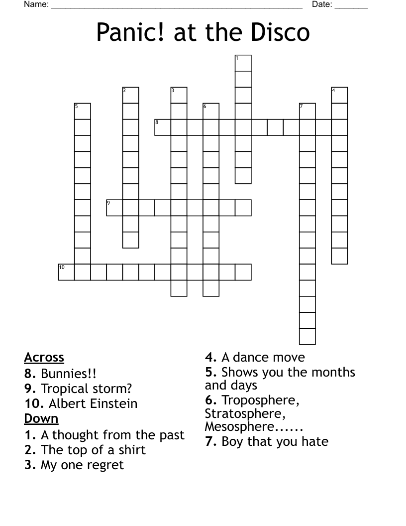 Panic! at the Disco Crossword