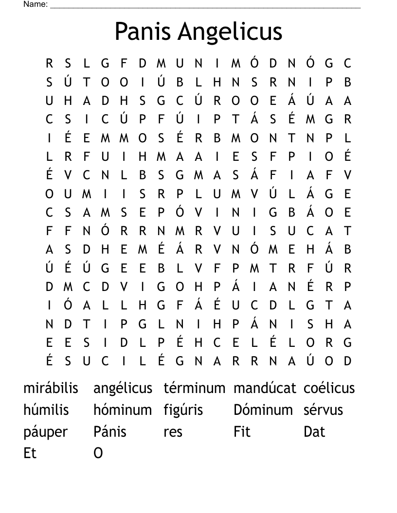 Panis Angelicus Word Search
