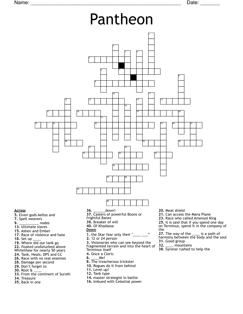 Pantheon Crossword