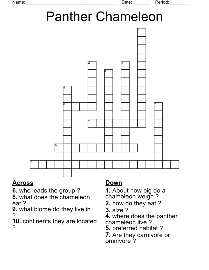 Panther Chameleon Crossword