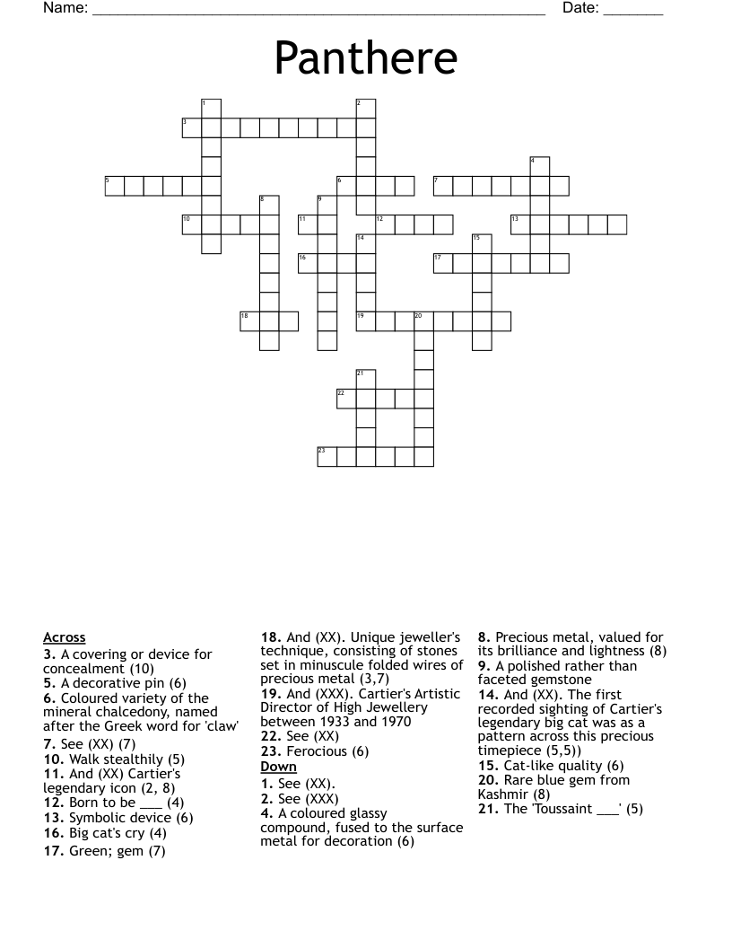 Panthere Crossword